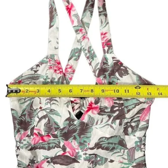 Sim & Sam Womens Pink/Gray/Green Tropical Smocked Lined V-Neck Maxi Dres… - Picture 14 of 14